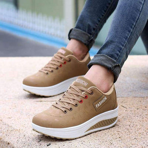 Planet Gates Red / 6 Hot Women Sneakers 2018 Breathable Waterproof Wedges Platform Vulcanize Shoes Woman Pu Leather Women Casual Shoes tenis feminino
