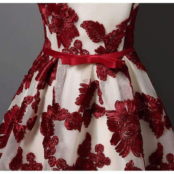 Planet Gates Red / 6 New A Line 2017 Flowers Boat Neck Long Evening Dresses Bow Sleeveless Elegant Sashes Party Prom Gowns