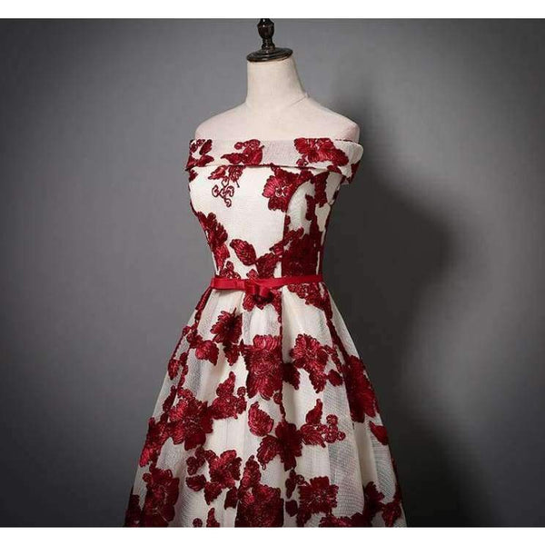 Planet Gates Red / 6 New A Line 2017 Flowers Boat Neck Long Evening Dresses Bow Sleeveless Elegant Sashes Party Prom Gowns