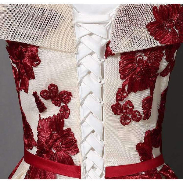 Planet Gates Red / 6 New A Line 2017 Flowers Boat Neck Long Evening Dresses Bow Sleeveless Elegant Sashes Party Prom Gowns