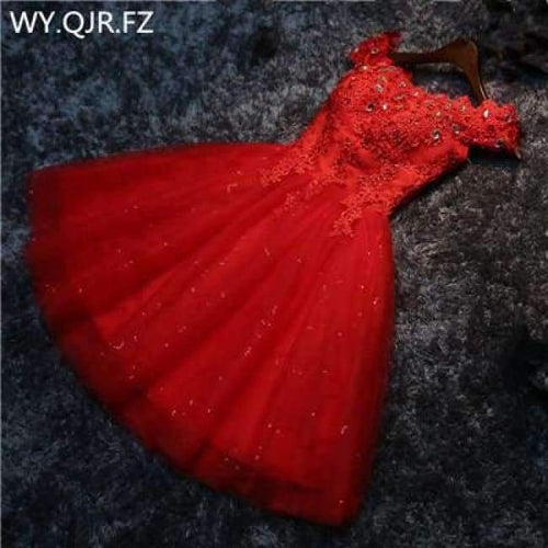 Planet Gates Red / 6 New lace up red lace up short wedding party prom dress 2018 wholesale bride marry Bridesmaid Dresses Chinese