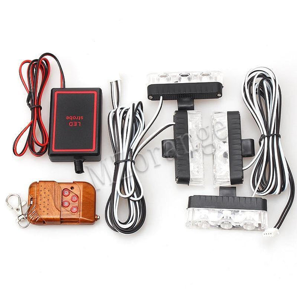 Planet Gates Red / 6000K Wireless Remote 4x3/led Ambulance Police light DC 12V Strobe Warning light for Car Truck Emergency Light Flashing Firemen Lights