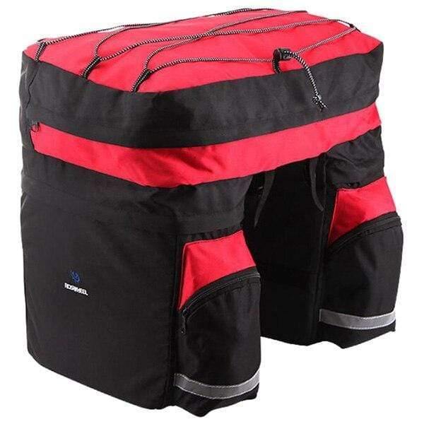 Planet Gates Red 60L MTB Bicycle Bag Back Seat Double Side Bags with Rain Cover Light Reflective Tape Bike Bag Cycling Bag