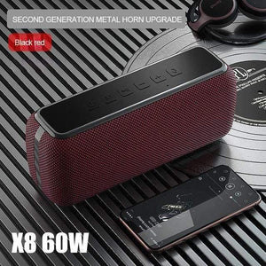 Planet Gates Red 60W Wireless Waterproof Bluetooth Speaker DSP Bass Column Portable Outdoor Speaker TWS Subwoofer Soundbar Support TF Card AUX