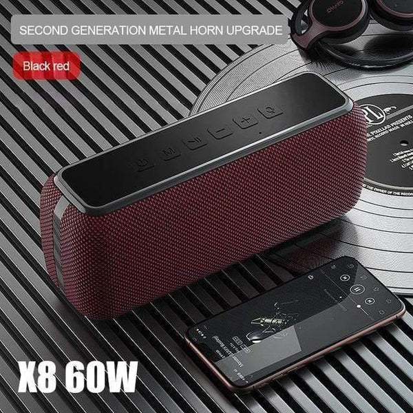 Planet Gates Red 60W Wireless Waterproof Bluetooth Speaker DSP Bass Column Portable Outdoor Speaker TWS Subwoofer Soundbar Support TF Card AUX
