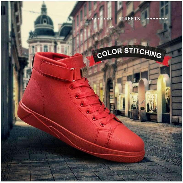 Planet Gates Red / 7.5 Trend 2018 Men's Vulcanized Shoes Black High Top Lace-up Autumn Winter Casual Canvas Shoes For Men Boys Sneakers Without Lace