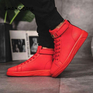 Trend 2018 Mens Vulcanized Shoes Black High Top Lace-Up Autumn Winter Casual Canvas Shoes For Men Boys Sneakers Without Lace