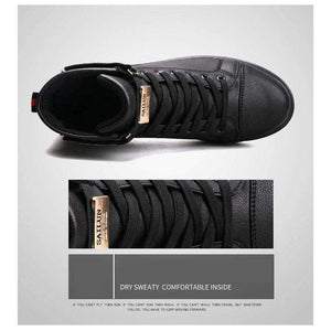 Planet Gates Red / 7.5 Trend 2018 Men's Vulcanized Shoes Black High Top Lace-up Autumn Winter Casual Canvas Shoes For Men Boys Sneakers Without Lace