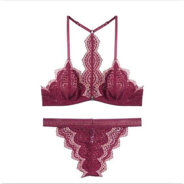 Planet Gates Red / 70B For 32B Women's underwear 2018 Women Sexy Lace Lingerie set Front Closure brassiere Fashion Women thin bralette lounge bra set