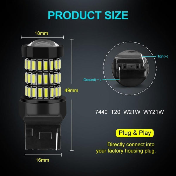 Planet Gates Red / 7440 W21W 2pcs T20 7440 W21W LED 7443 SRCK W21/5W LED Bulbs WY21W 12V 1200LM Car Lights Turn Signal Brake Reverse Tail Lamp Auto Bulb