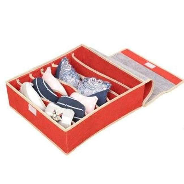 Planet Gates red 7grids Underwear organization Non-woven foldable storage box for bra socks underwear storage various grid home organizer