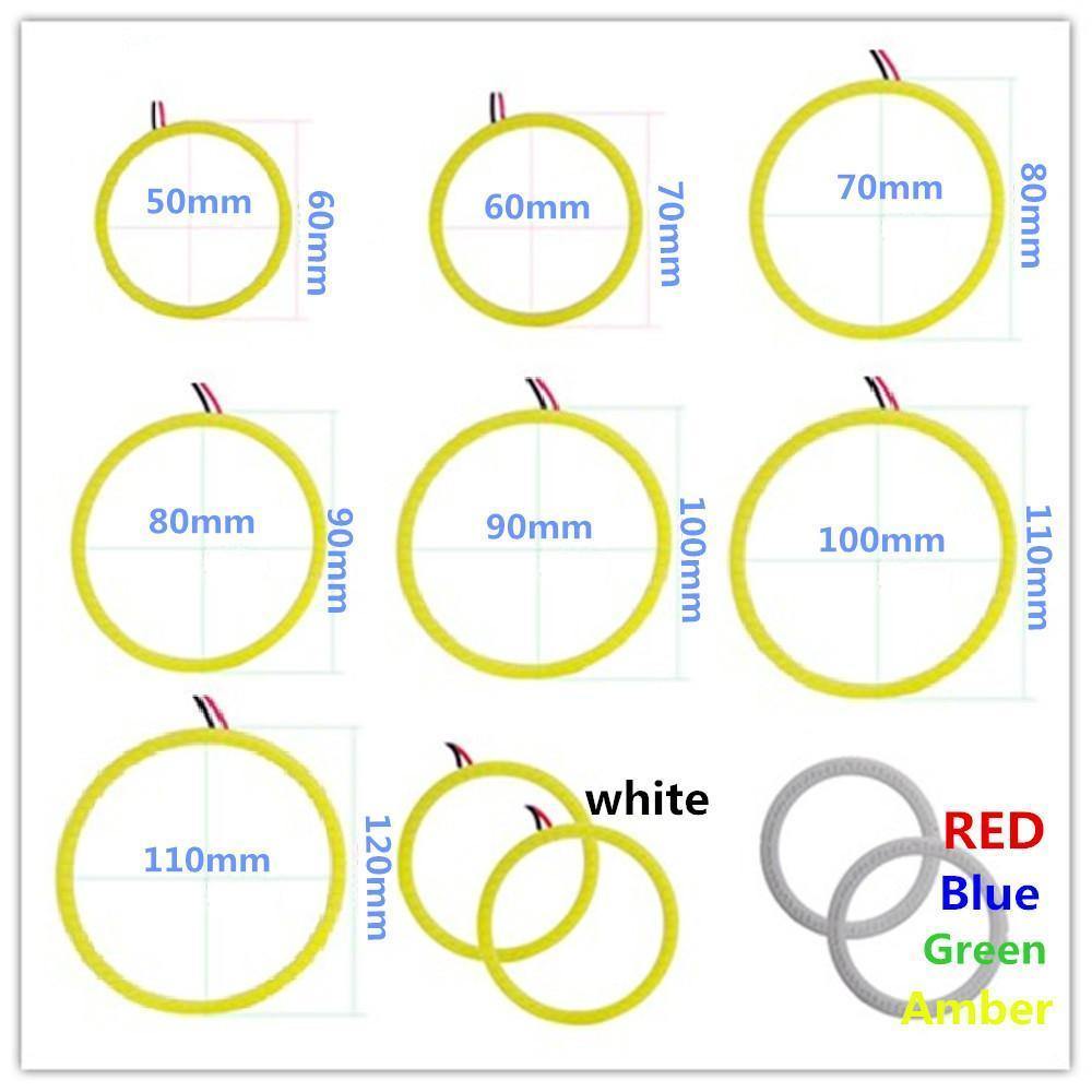 Planet Gates Red / 80MM 1Pair COB 60mm 80mm 120mm 12V DC With Cover Halo Rings 70mm 90mm 100mm 110mm Angel Angelic Eyes LED Car Lights Auto