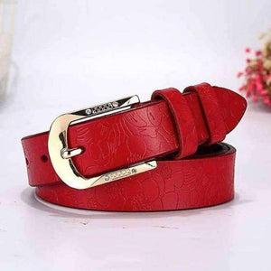 Planet Gates red / 90cm FURONG Female Leather Belt Genuine Cow Skin Women's Belt Black for Jeans Rhinestone Embossing Designer Pin Buckle Belt Lady