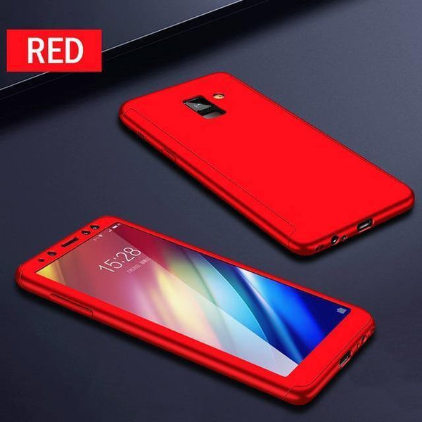 Planet Gates Red / A8 2018 H&A 360 Full Protection Case For Samsung Galaxy J4 J6 Plus J8 2018 PC Shockproof Cover For Samsung A7 A7 A8 Plus 2018 Case Glass