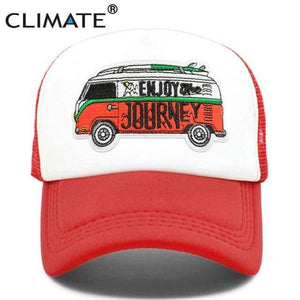 Planet Gates Red / Adult 55to59cm head Road Trip Cap Enjoy Drive Tour Trucker Cap Car Journey Vacation Mesh Cap Hip Hop Summer Hat Caps for Men Family Journey