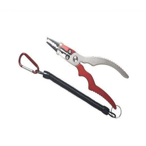 Planet Gates Red Aluminum Alloy Fishing Pliers Split Ring Cutters Fishing Holder Tackle with Sheath & Retractable Tether Combo Hooks Remover