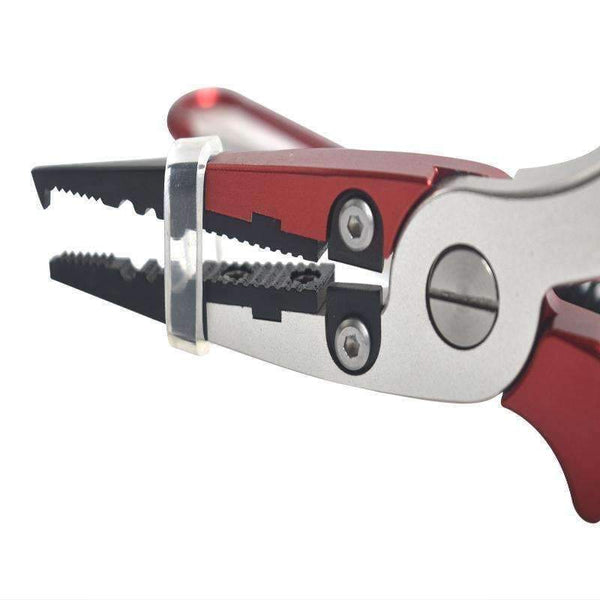 Planet Gates Red Aluminum Alloy Fishing Pliers Split Ring Cutters Fishing Holder Tackle with Sheath & Retractable Tether Combo Hooks Remover