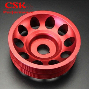 Planet Gates Red Aluminum Light-Weight Crankshaft Crank Pulley Fits For Subaru Impreza WRX STI Gray/Red/Black