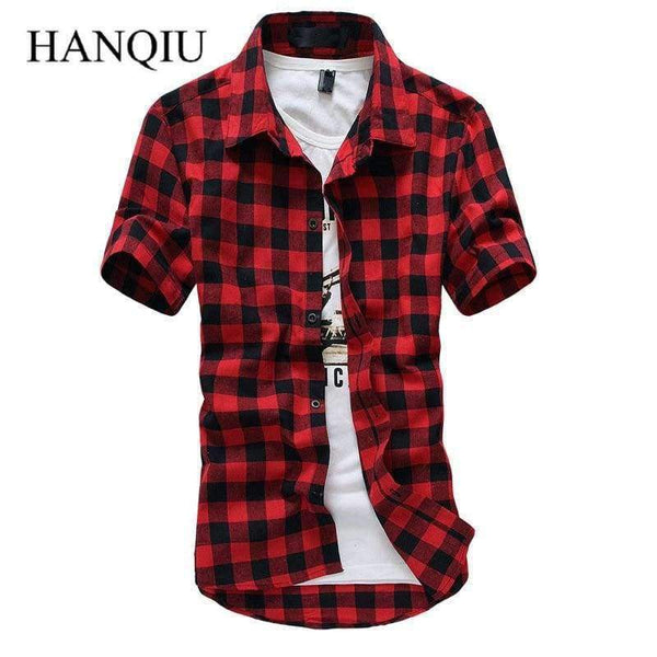 Planet Gates Red And Black Plaid Shirt Men Shirts 2017 New Summer Spring Fashion Chemise Homme Mens Dress Shirts Short Sleeve Shirt Men