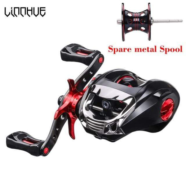 Planet Gates red and spare spool / Right Hand / United States Baitcasting Reel BT2000 8kg Drag SFS Double Brake System Saltwater Reel 6.3:1 High Speed Metal Spare Spool Fishing Reel