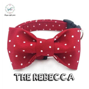 Planet Gates Red and White dot  dog collar set with flower or bow tie  personal custom pet pupply designer product dog &cat necklace XS-XL