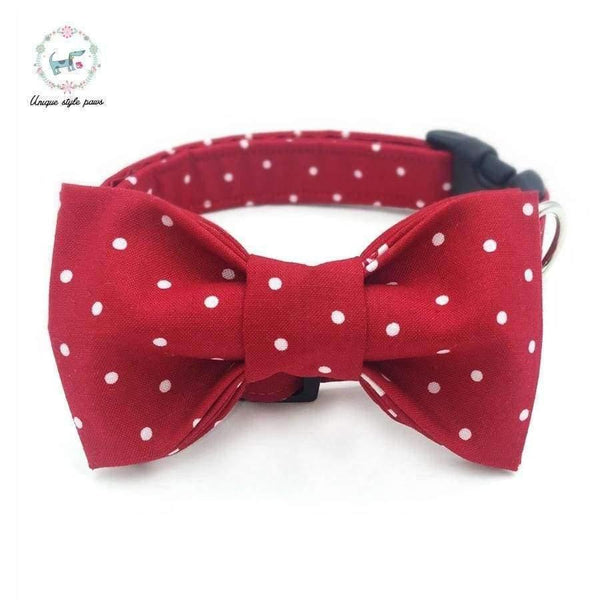 Planet Gates Red and White dot  dog collar set with flower or bow tie  personal custom pet pupply designer product dog &cat necklace XS-XL