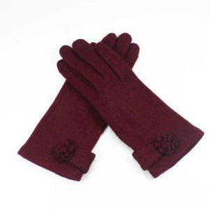 Planet Gates Red / Asia Free Size New Women Fashion Wool Cashmere Short Gloves Luxury Brand Warm Cashmere Gloves With Flower Winter Trendy Flower Gloves