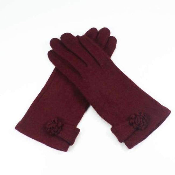 Planet Gates Red / Asia Free Size New Women Fashion Wool Cashmere Short Gloves Luxury Brand Warm Cashmere Gloves With Flower Winter Trendy Flower Gloves
