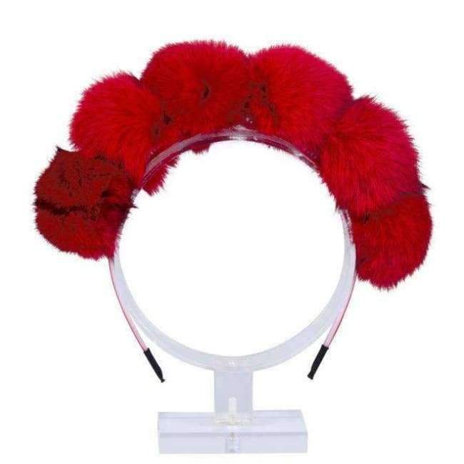 Planet Gates NAVY AWAYTR Winter Fox Fur Pompom Full Head Children Fashion Hair Band Winter Style Children's Hair Accessories for Women Headwear