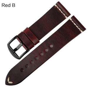 Planet Gates Red B / 22mm Watch Accessories Cow Leather Strap Watch Bracelet Brown Vintage Watch band 20mm 22mm 24mm Watchband For Fossil Watch