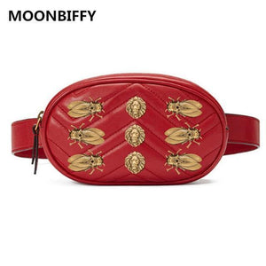 Planet Gates Red B Women rivets Waist Fanny Pack bags luxury brand fashion velvet leather chest belt handbag red black  high quality