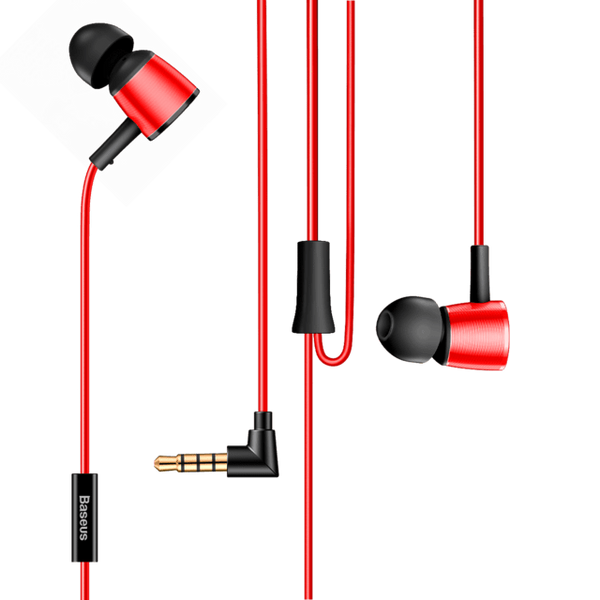 Planet Gates Red Baseus H07 Hi-Res Audio Wired Earphone Headset With Mic Metal In-Ear Earphone Stereo Bass Sound With 3.5mm Jack Earbuds kulakl k