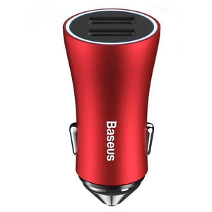 Planet Gates Red Baseus LED Car USB Charger For iPhone Samsung Xiaomi 2.4A Fast Charge Adapter Metal Mini USB Car-Charger For Mobile Phone