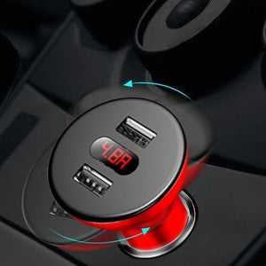 Planet Gates Red Baseus LED Display 4.8A Dual USB Car Charger Adapter For iPhone Samung Xiaomi Fast Car Charging 360 Rotation Car Phone Charger