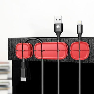 Planet Gates Red Baseus Mobile Phone Cable Clip For Car Desktop Tidy Charger Cable Organizer For Data Cable Digital Wire Charging Cable Winder