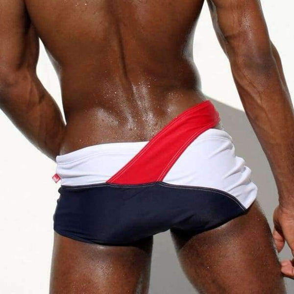 Planet Gates Red Belt / L Swimwear Men Swim Trunks Low Waist Belt Swimsuit Swimming Suit for Men Beach Wear Shorts  Briefs Gay badehosen herren