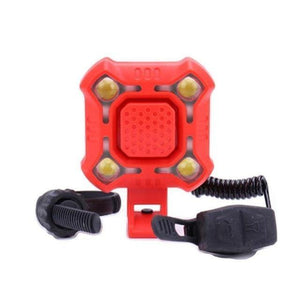 Planet Gates Red Bike Bell 4 Lamp Cycling Light Electric Horn Waterproof USB Charging Loud Alarm Security Bicycle Bell Sounds Cycling Accessories