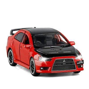 Planet Gates Red black 1:32 Mitsubishi JDM Lancer Evo X Open Door With Sound and Light Alloy Toy Car Model Ornaments For Children Gifts