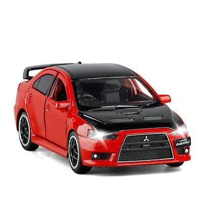 Planet Gates Red black 1:32 Mitsubishi JDM Lancer Evo X Open Door With Sound and Light Alloy Toy Car Model Ornaments For Children Gifts