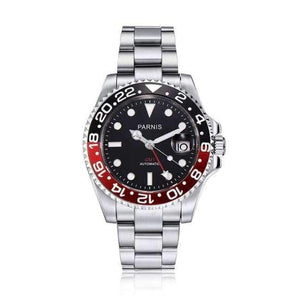 Planet Gates red black  bezel Parnis 40mm Mechanical Watches GMT Sapphire Crystal Man Watch 2018 Diver Watch Automatic relogio masculino Role Luxury Watch Men