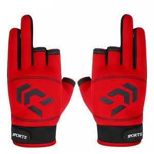 Planet Gates Red black / Czech Republic 1 Pair Fishing Gloves Men Women Outdoor Fishing Anti-slip 3 Cut Finger Sports Fish Equipment Angling SBR Gloves