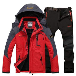 Planet Gates red black pant / XL Winter Ski Jacket suits Men Waterproof Fleece Snow Jacket Thermal Coat Outdoor Mountain Skiing Snowboard Jacket Pant suits L-5XL