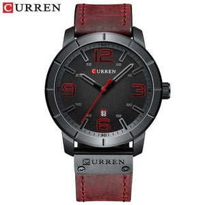 Planet Gates red black watch Men's Quartz Wristwatches Male Clock Top Brand Luxury Reloj Hombres Leather Wrist Watches with Calendar