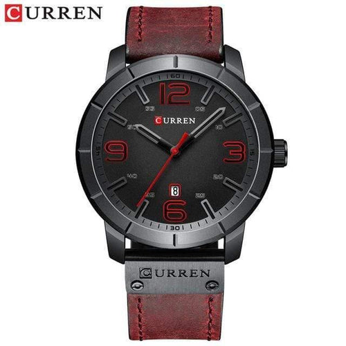 Planet Gates red black watch Men's Quartz Wristwatches Male Clock Top Brand Luxury Reloj Hombres Leather Wrist Watches with Calendar