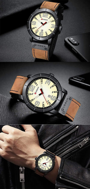 Planet Gates red black watch Men's Quartz Wristwatches Male Clock Top Brand Luxury Reloj Hombres Leather Wrist Watches with Calendar