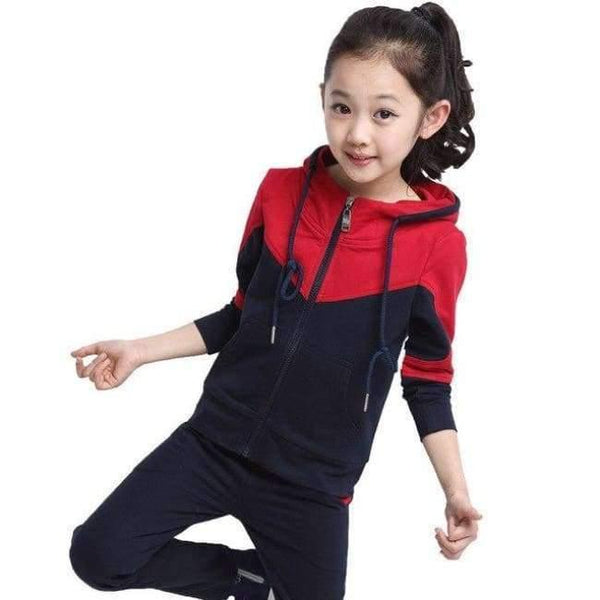 Planet Gates red blue / 4T Girls Clothing Sets Zipper Coat+pants Sport Suit For Teenagers Splice Girls School Uniform Kids Tracksuit 10 12 Years