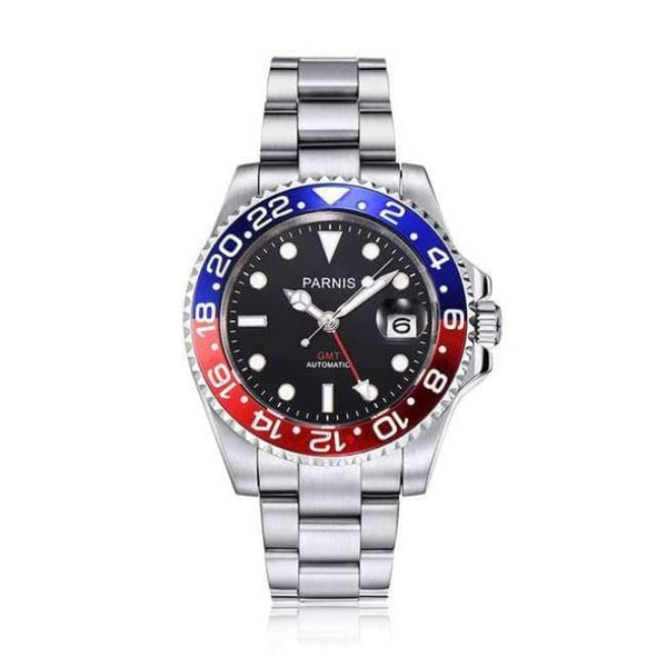 Planet Gates red blue bezel Parnis 40mm Mechanical Watches GMT Sapphire Crystal Man Watch 2018 Diver Watch Automatic relogio masculino Role Luxury Watch Men