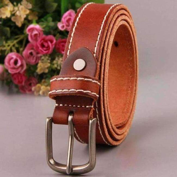 Planet Gates Red Brown / 100cm CUKUP Ladies Quality Pure Cow Cowhide Leather Belts Pin Buckle Casual Styles Jeans Genuine Belts for Women 2.4cm Width NCK374