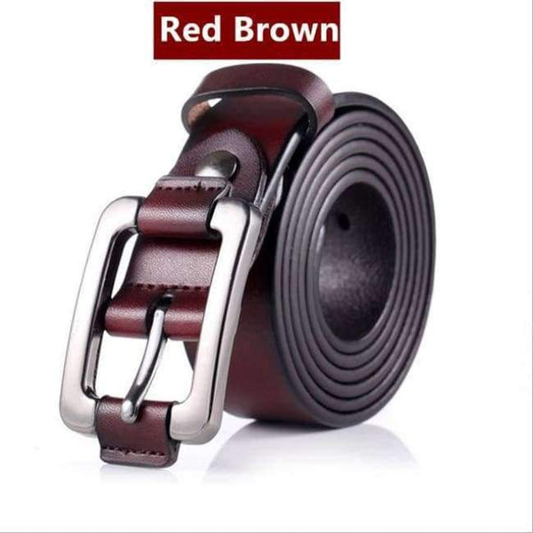 Planet Gates Red Brown / 105CM Newest Women's Casual Belts Cow Genuine Leather Japanese Character Buckle Retro Style Jeans Belt Luxury Female Strap