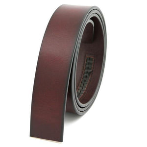 Planet Gates Red Brown / 110cm Pure Cowhide Belt Strap No Buckle Genuine Leather Belts Automatic Buckle Belt For Men High Quality